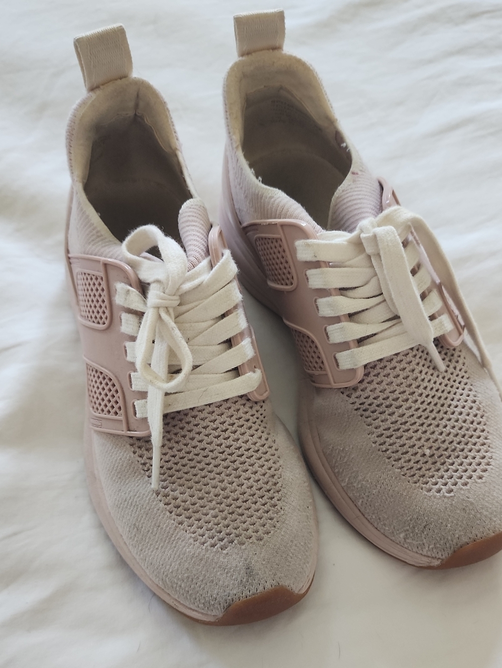 Tory Burch Light Pink Knit Lace-Up Slip-On Sneakers